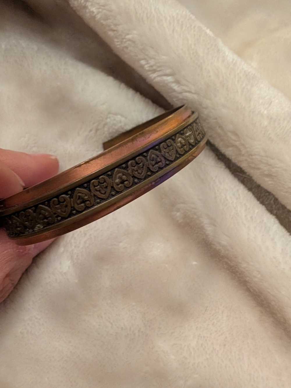 Artisan Copper-Tone Heart Filigree Cuff Bracelet